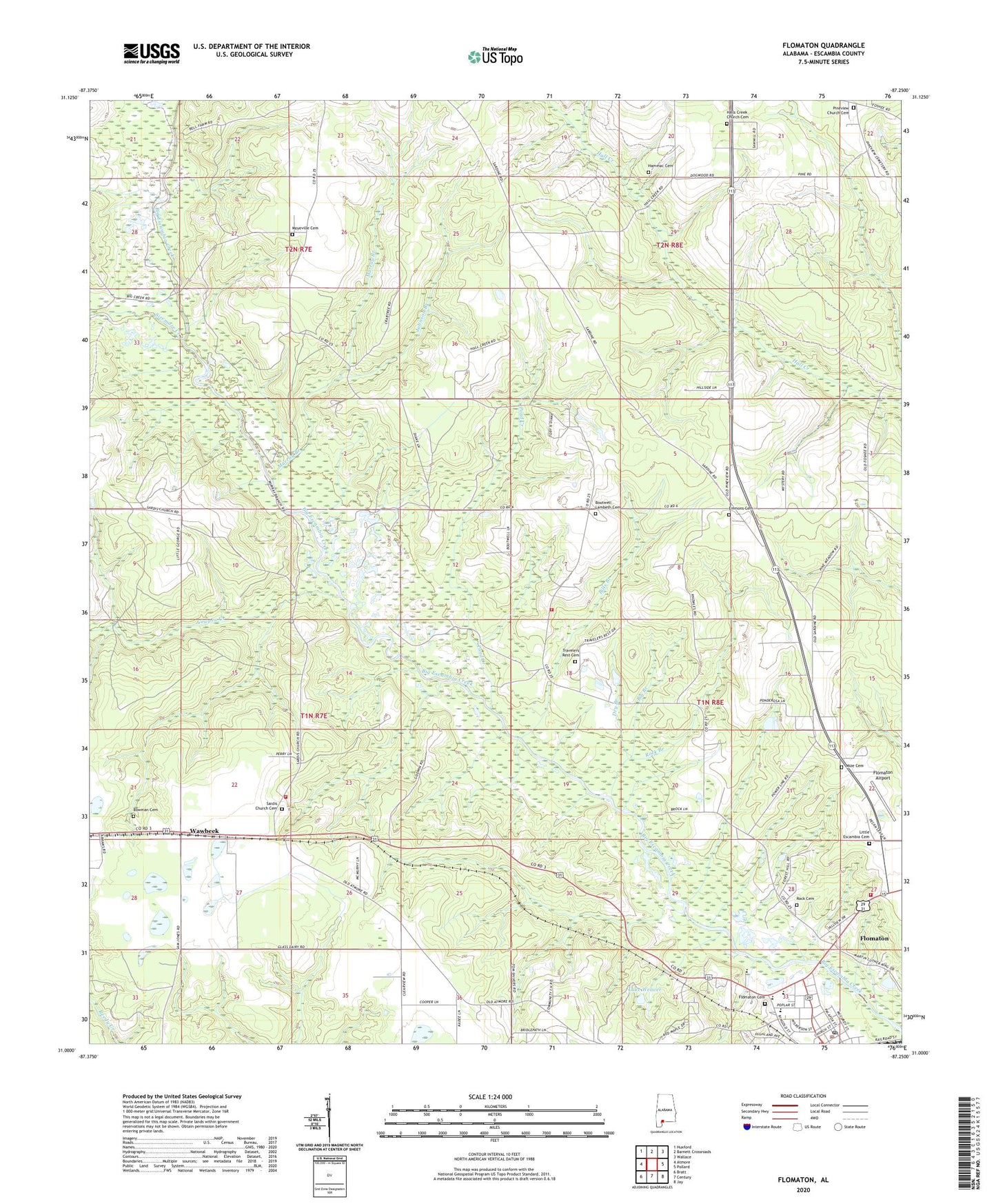 Flomaton Alabama US Topo Map Image