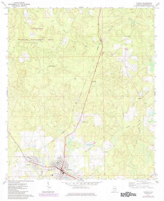 Classic USGS Florala Alabama 7.5'x7.5' Topo Map Image
