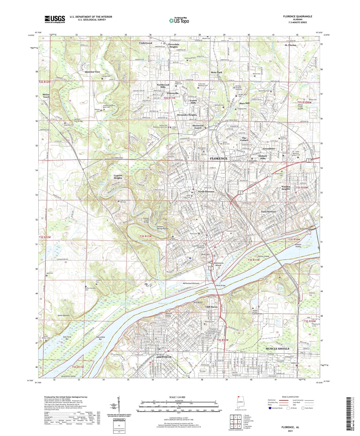 Florence Alabama US Topo Map Image
