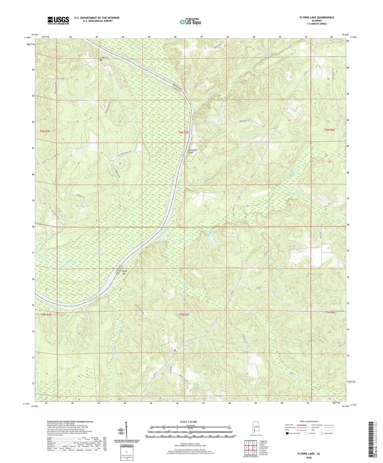 Flynns Lake Alabama US Topo Map Image