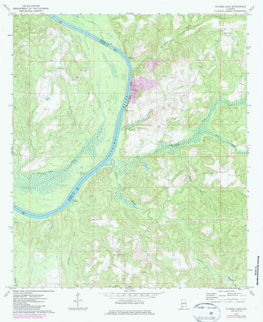 Classic USGS Flynns Lake Alabama 7.5'x7.5' Topo Map Image
