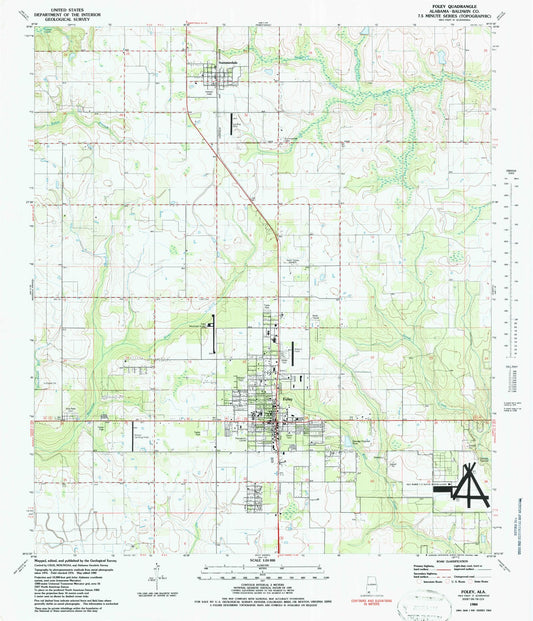 Classic USGS Foley Alabama 7.5'x7.5' Topo Map Image