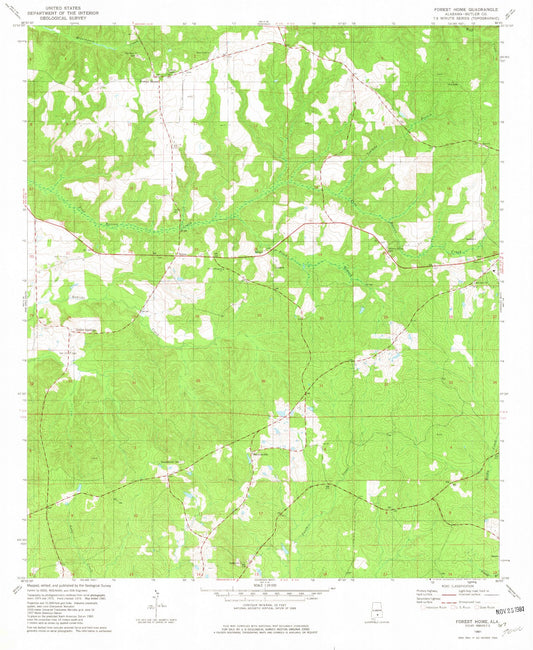Classic USGS Forest Home Alabama 7.5'x7.5' Topo Map Image