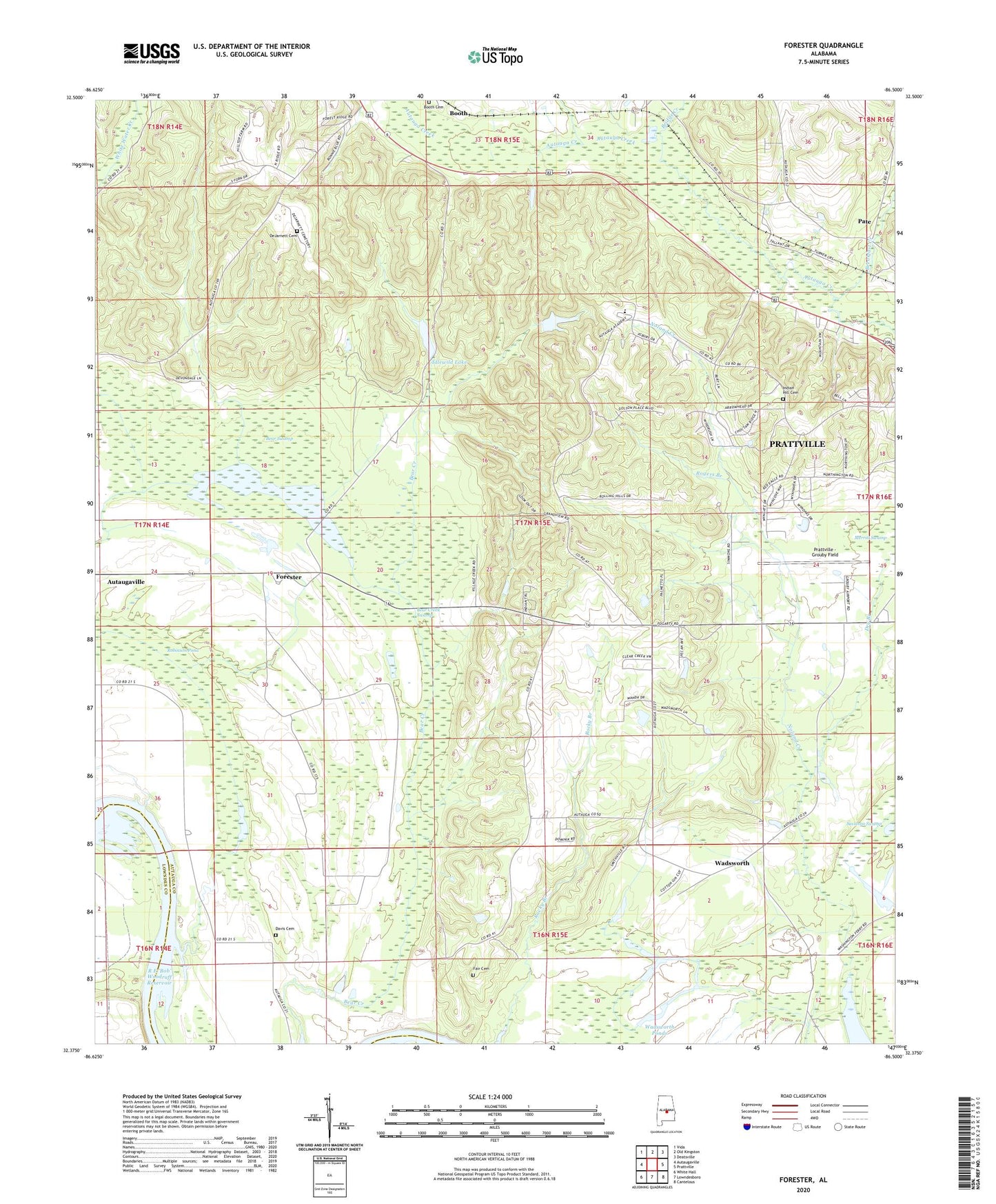 Forester Alabama US Topo Map Image