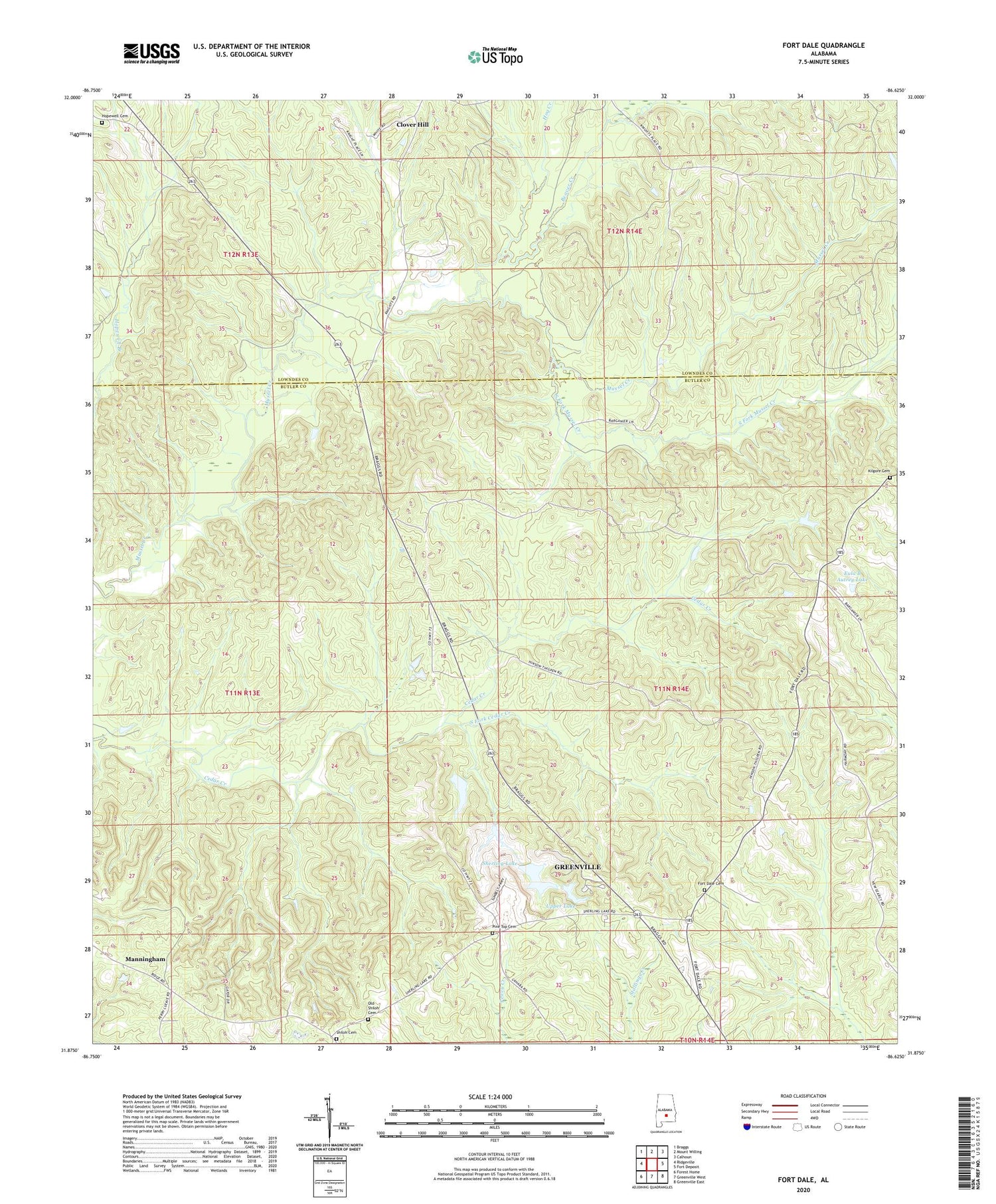 Fort Dale Alabama US Topo Map Image