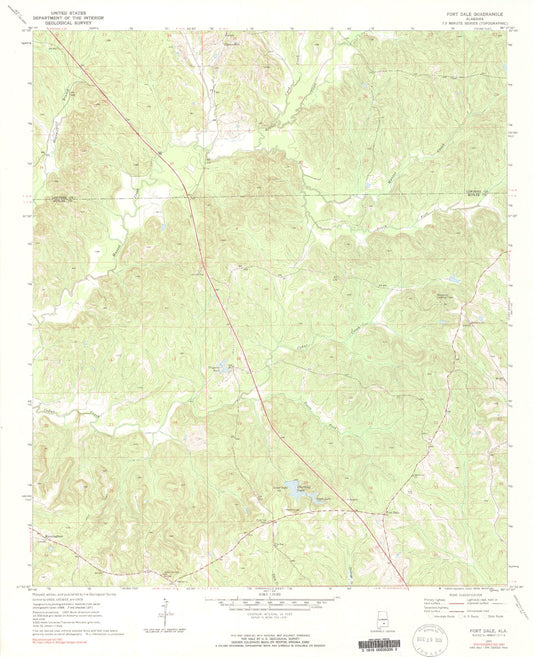 Classic USGS Fort Dale Alabama 7.5'x7.5' Topo Map Image