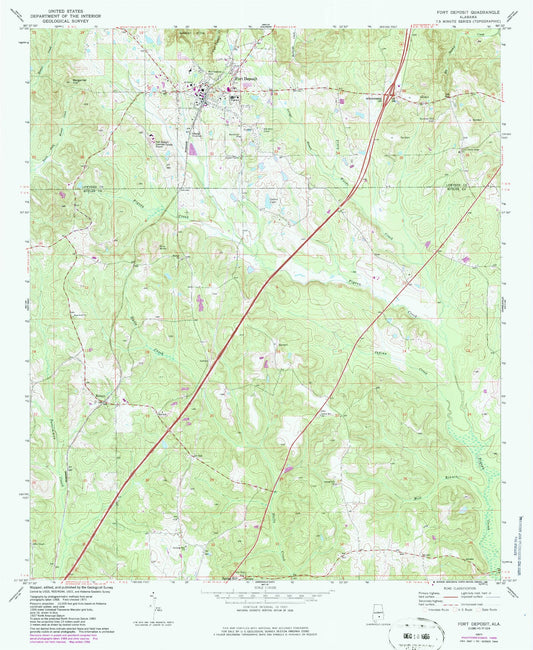 Classic USGS Fort Deposit Alabama 7.5'x7.5' Topo Map Image
