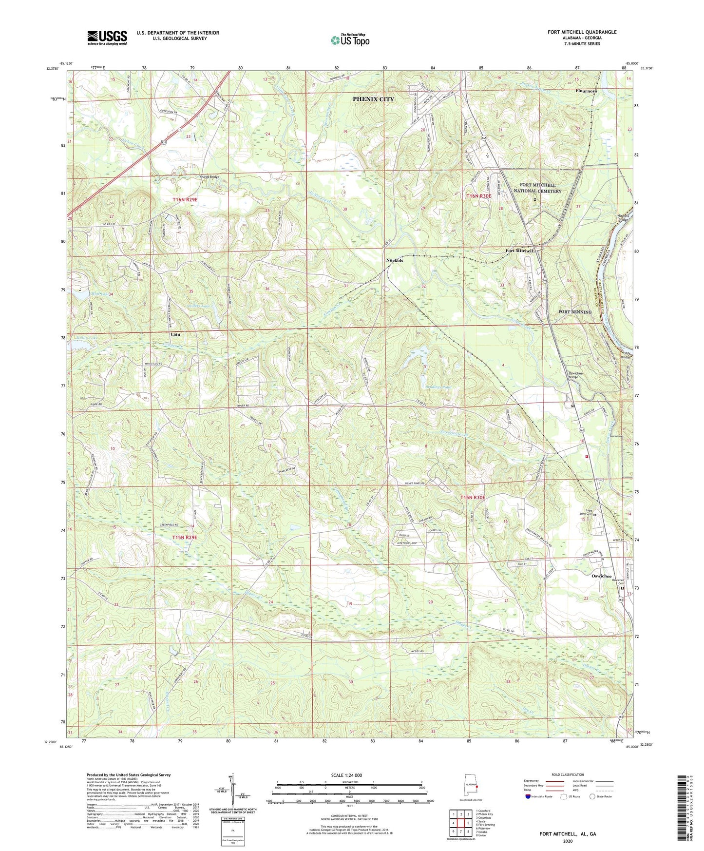 Fort Mitchell Alabama US Topo Map Image