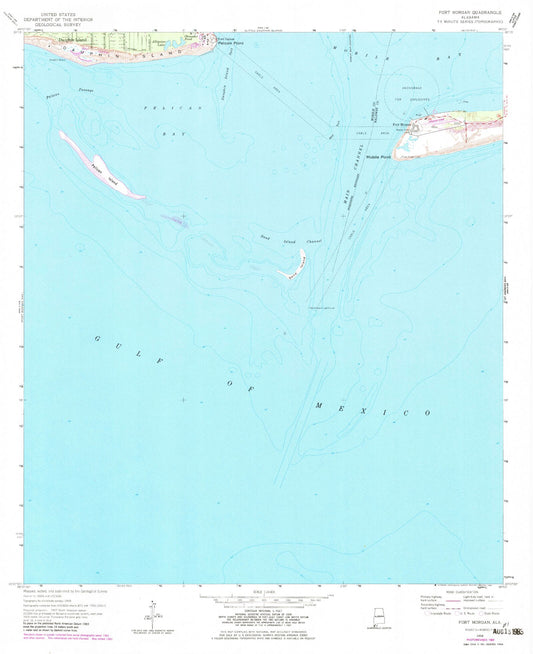 Classic USGS Fort Morgan Alabama 7.5'x7.5' Topo Map Image
