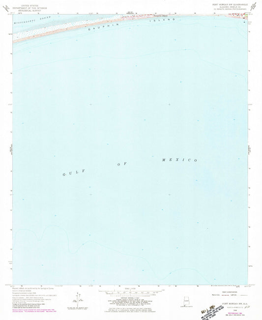 Classic USGS Fort Morgan NW Alabama 7.5'x7.5' Topo Map Image