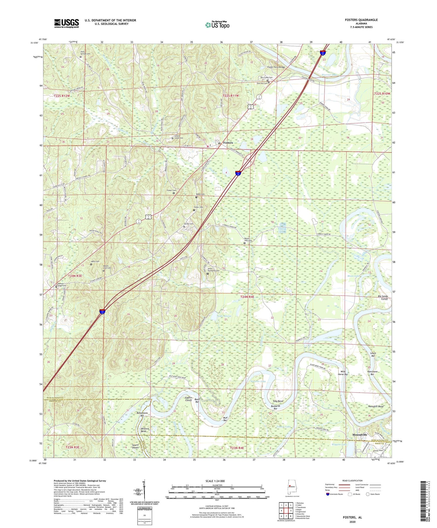 Fosters Alabama US Topo Map Image