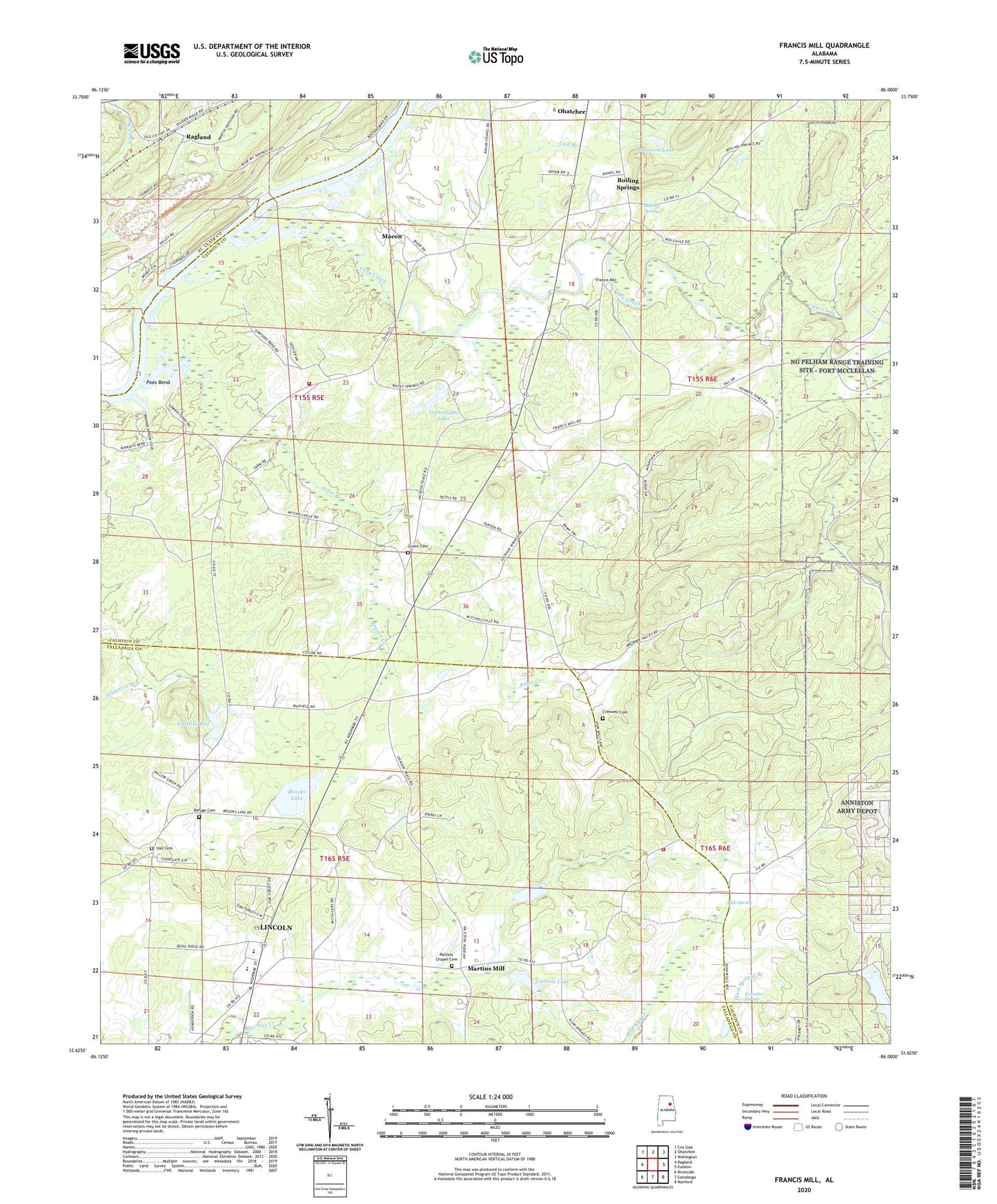 Francis Mill Alabama US Topo Map Image