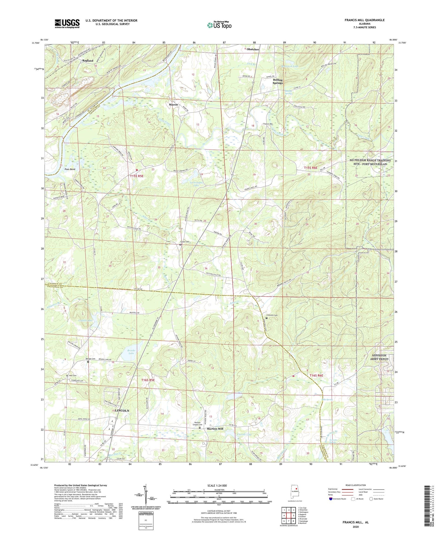 Francis Mill Alabama US Topo Map Image