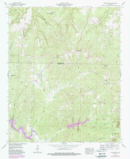 Classic USGS Frankfort Alabama 7.5'x7.5' Topo Map Image