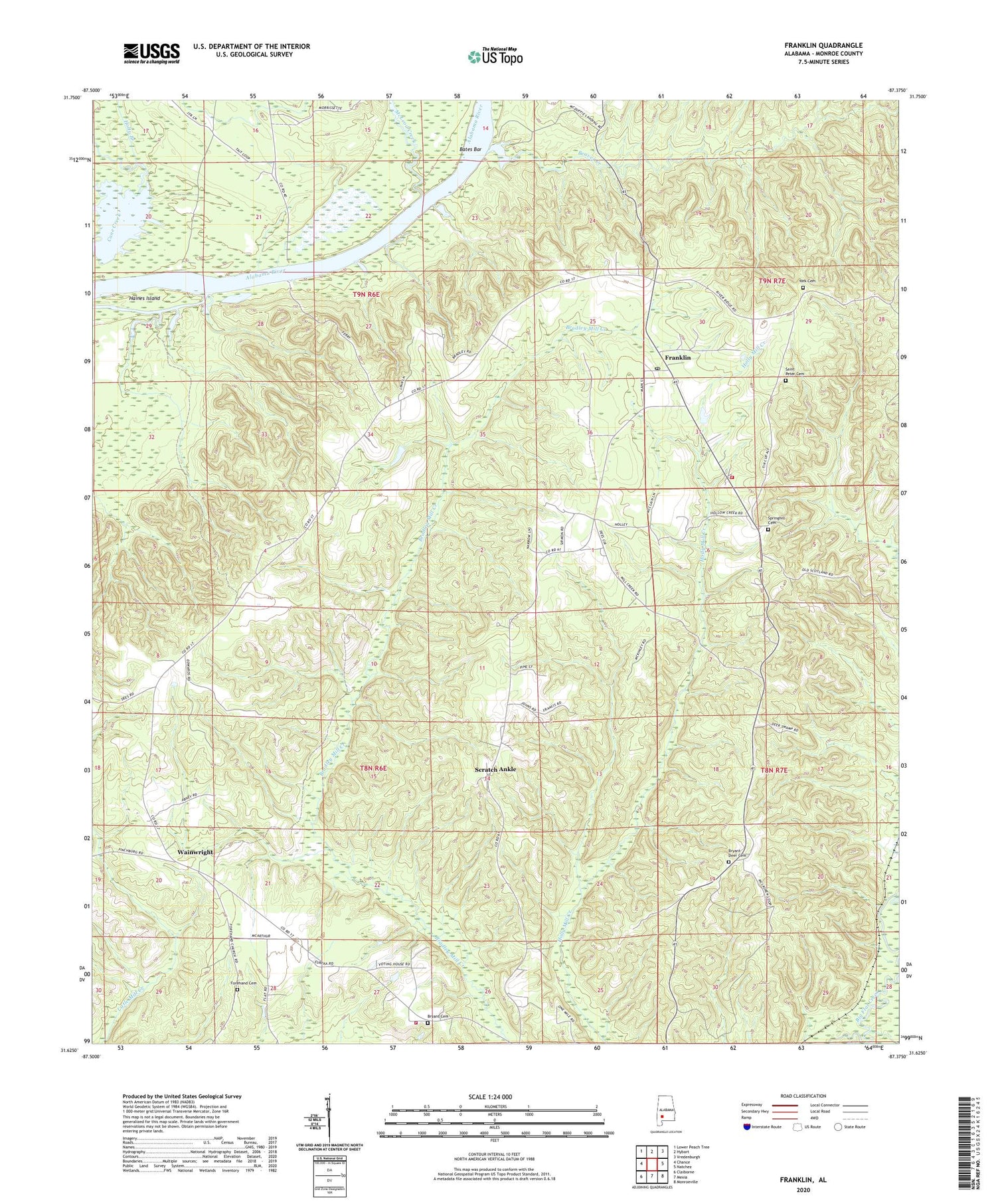 Franklin Alabama US Topo Map Image