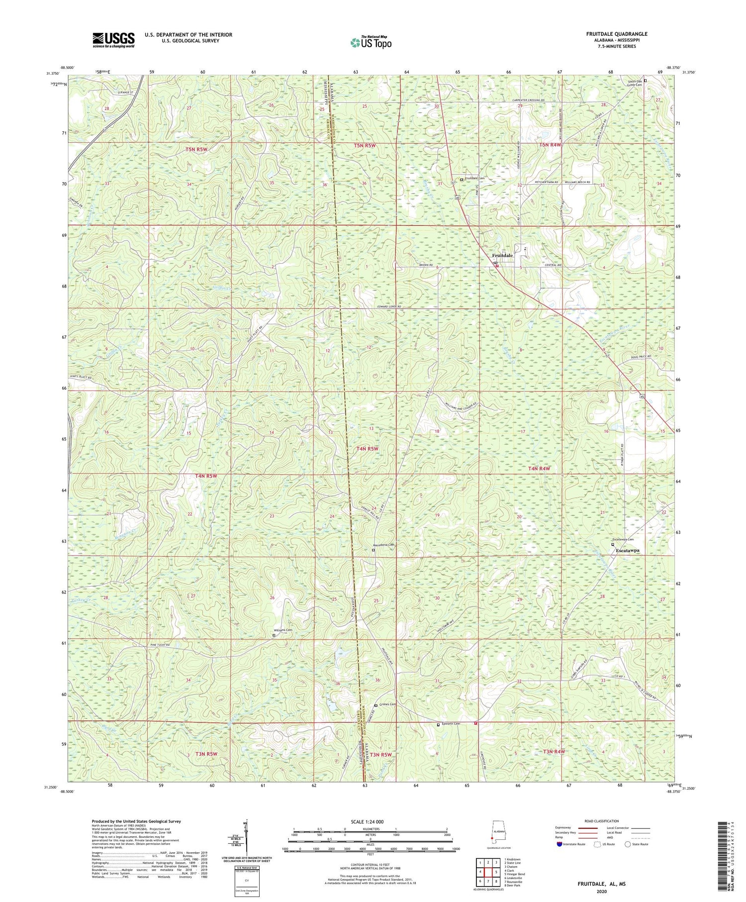 Fruitdale Alabama US Topo Map Image
