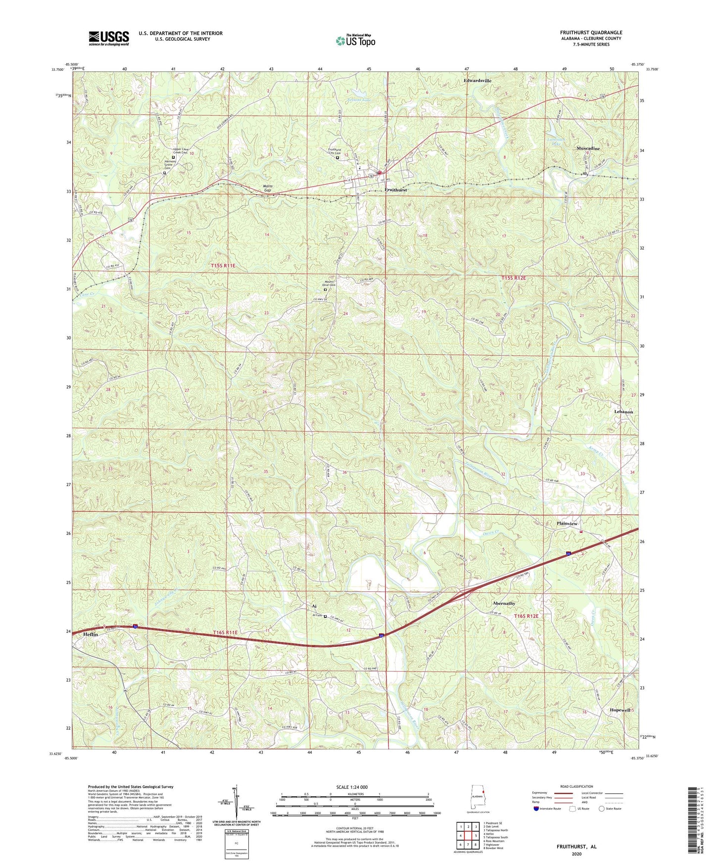 Fruithurst Alabama US Topo Map Image
