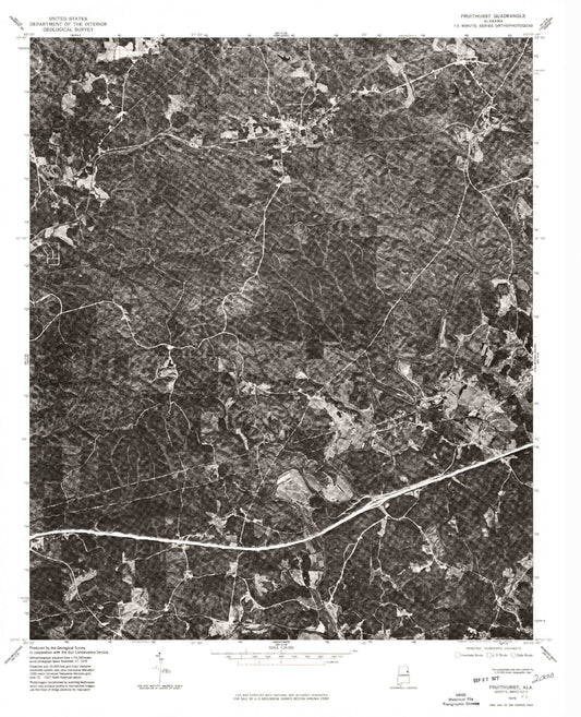 Classic USGS Fruithurst Alabama 7.5'x7.5' Topo Map Image