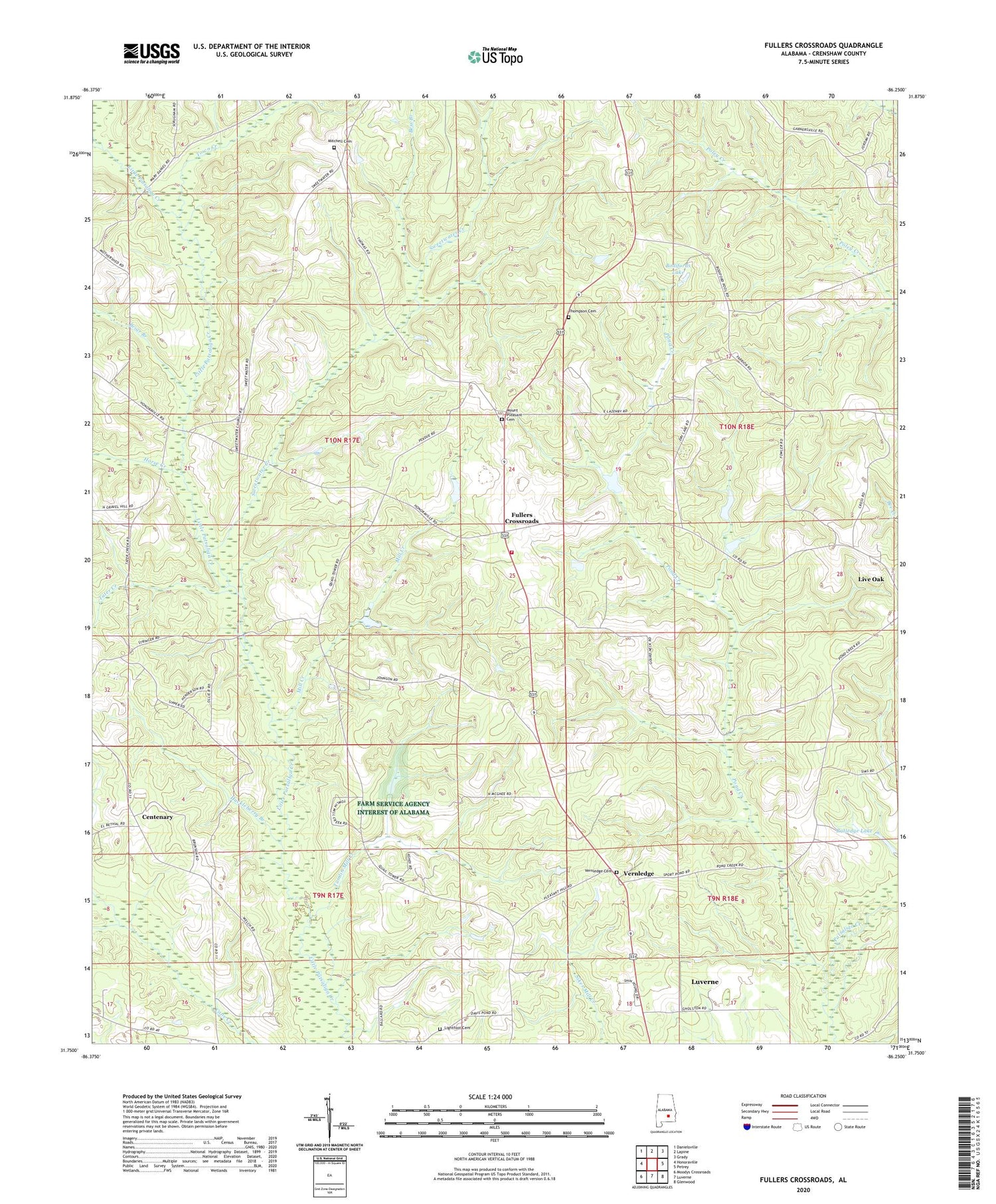 Fullers Crossroads Alabama US Topo Map Image