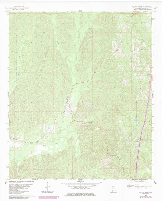 Classic USGS Fulton West Alabama 7.5'x7.5' Topo Map Image