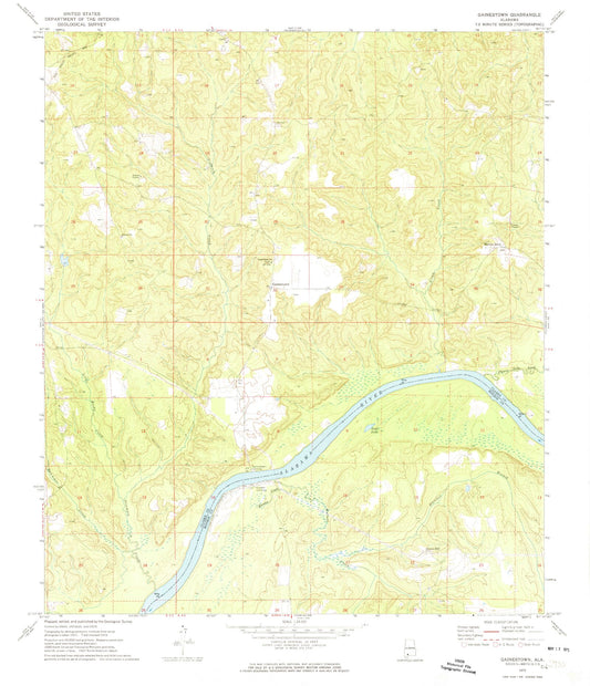 Classic USGS Gainestown Alabama 7.5'x7.5' Topo Map Image