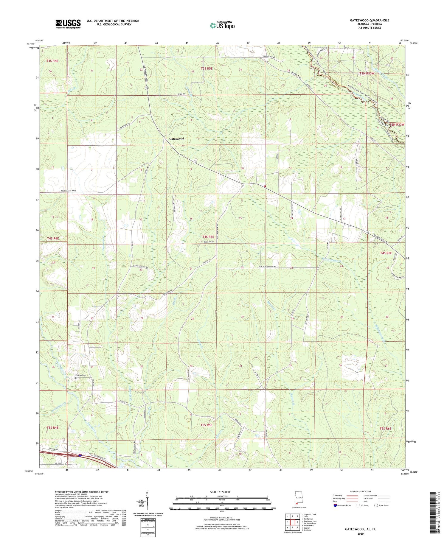 Gateswood Alabama US Topo Map Image