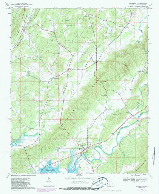 Classic USGS Gaylesville Alabama 7.5'x7.5' Topo Map Image