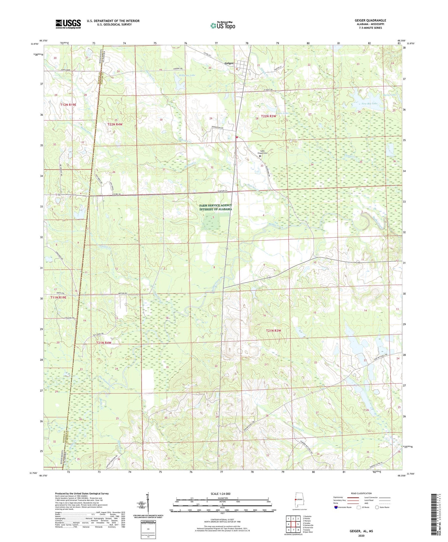 Geiger Alabama US Topo Map Image