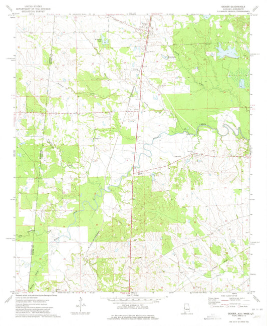 Classic USGS Geiger Alabama 7.5'x7.5' Topo Map Image
