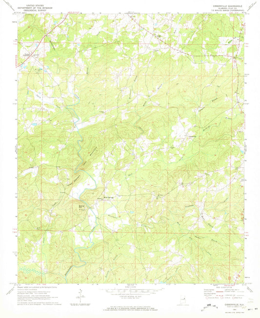 Classic USGS Gibsonville Alabama 7.5'x7.5' Topo Map Image