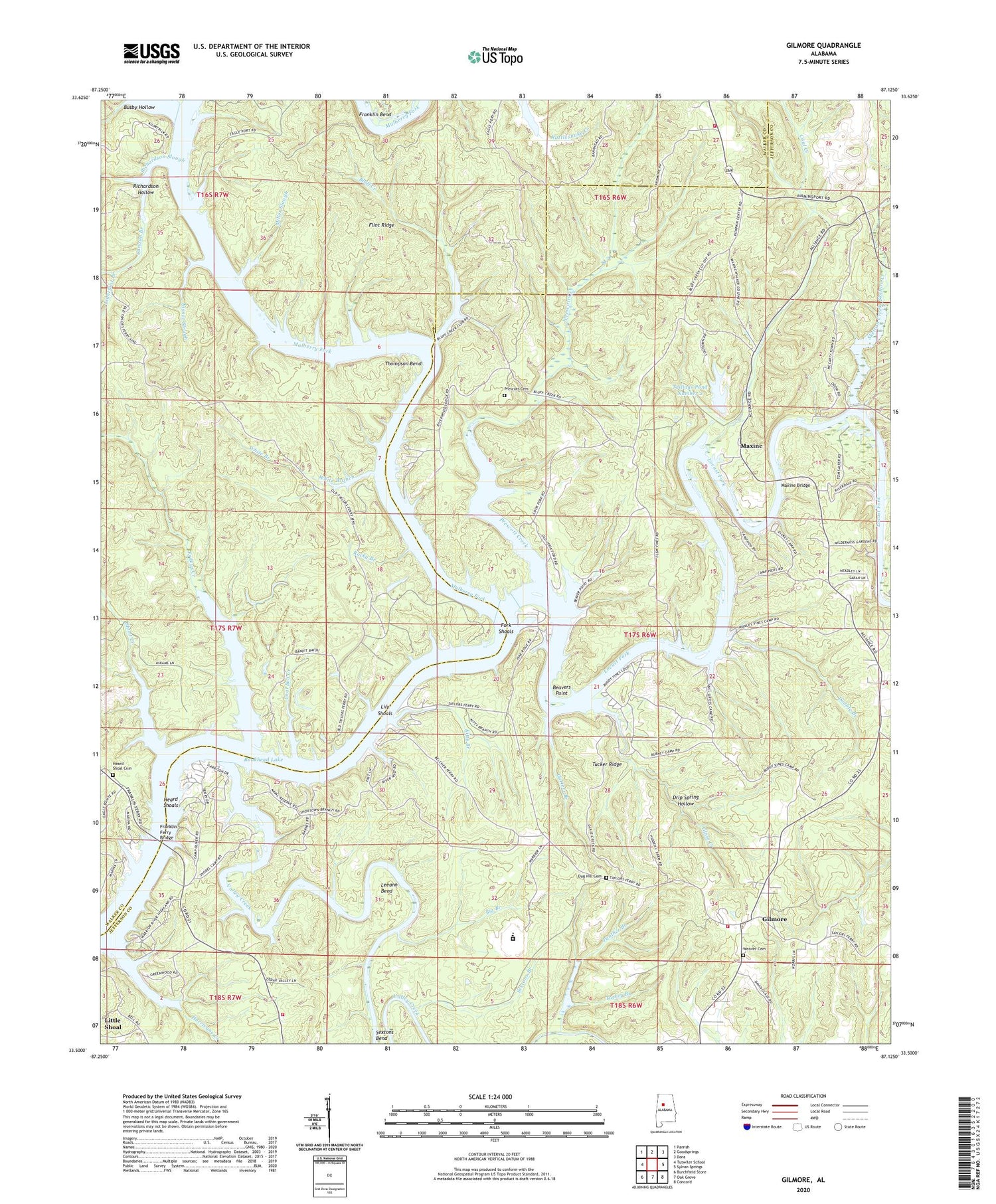 Gilmore Alabama US Topo Map Image