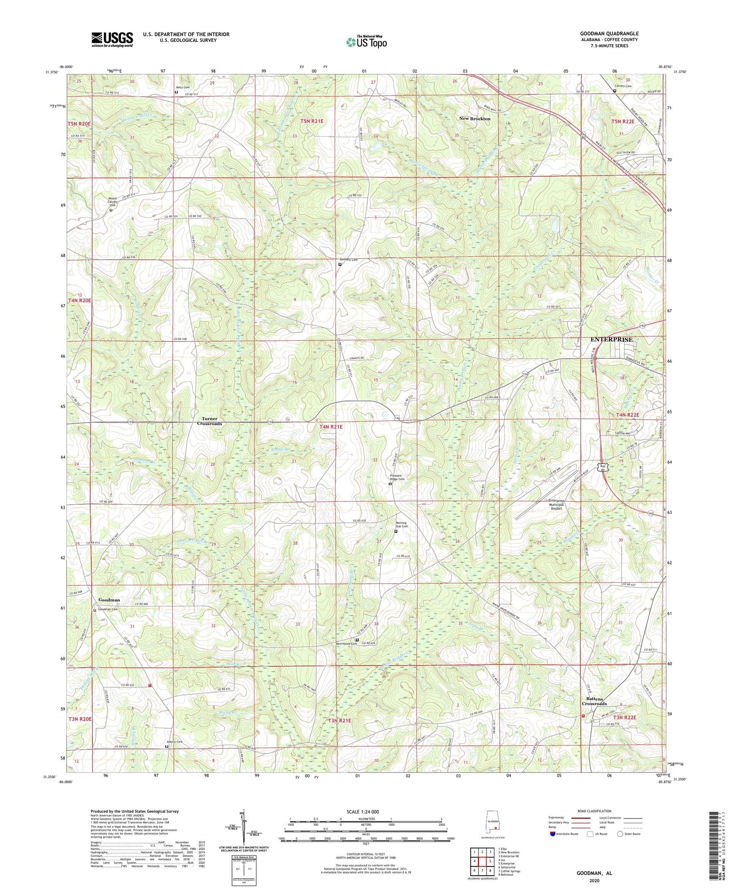 Goodman Alabama US Topo Map Image