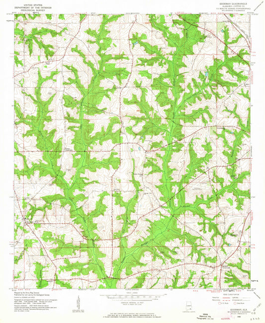 Classic USGS Goodman Alabama 7.5'x7.5' Topo Map Image