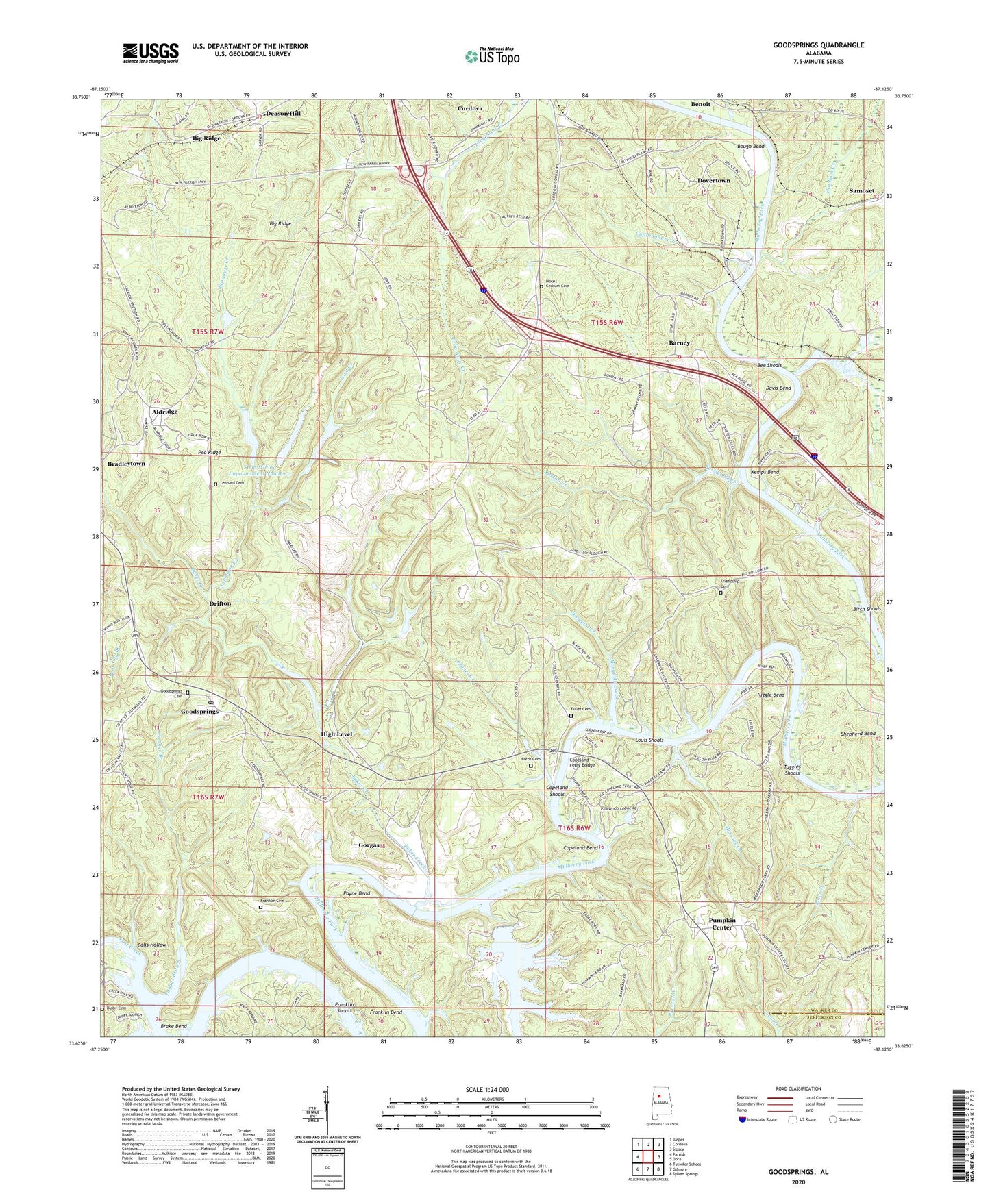 Goodsprings Alabama US Topo Map Image