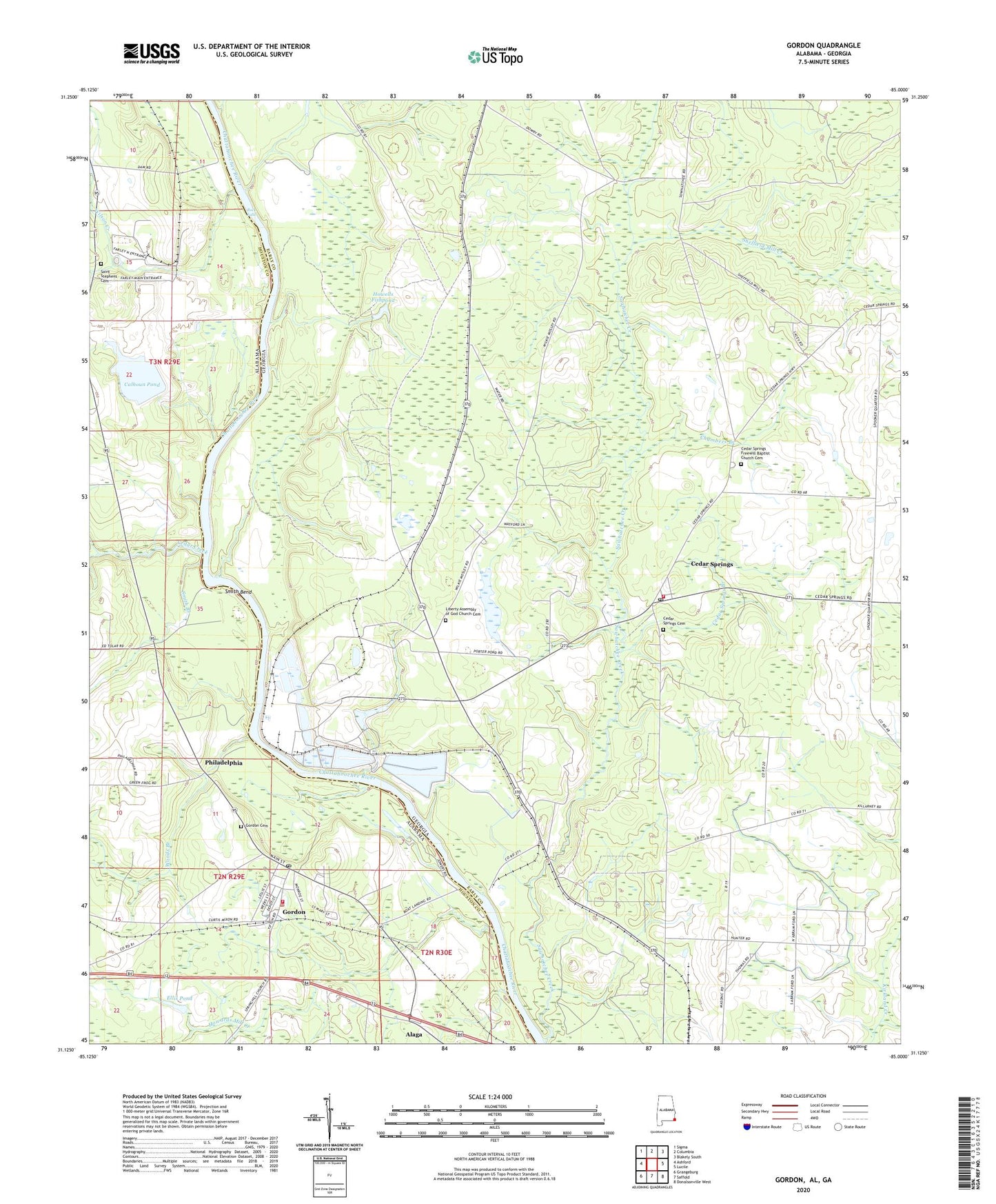 Gordon Alabama US Topo Map Image