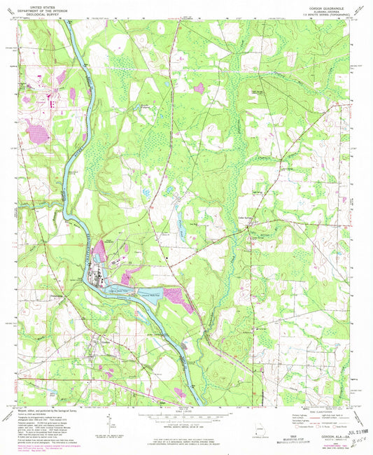 Classic USGS Gordon Alabama 7.5'x7.5' Topo Map Image