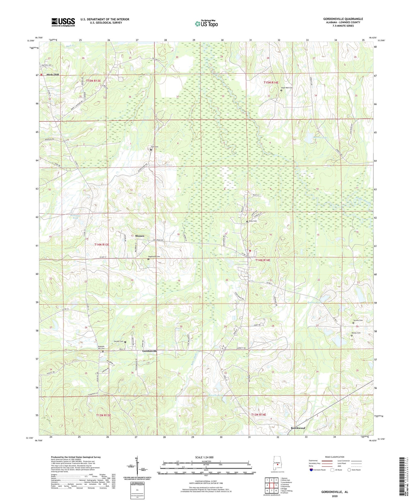 Gordonsville Alabama US Topo Map Image