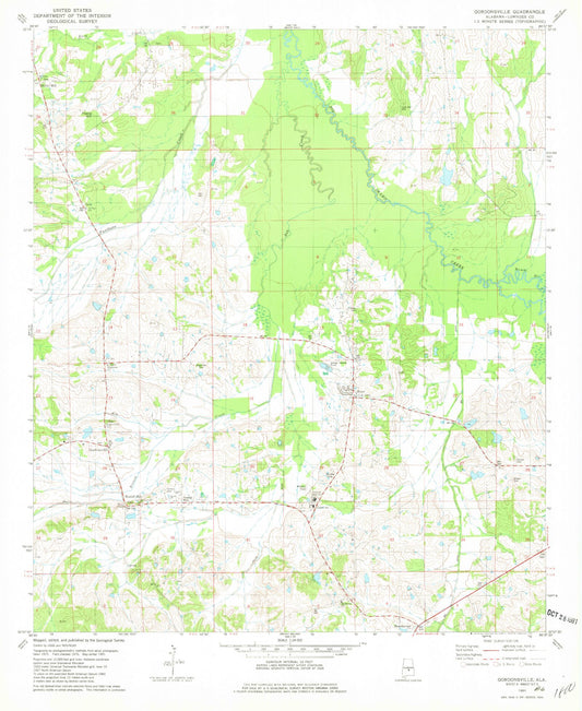 Classic USGS Gordonsville Alabama 7.5'x7.5' Topo Map Image