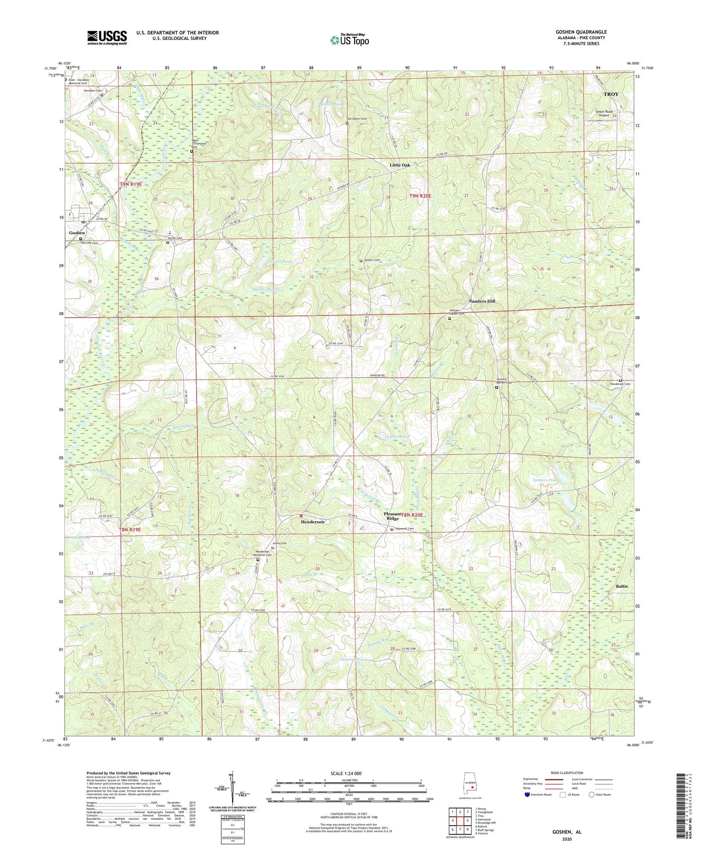 Goshen Alabama US Topo Map Image