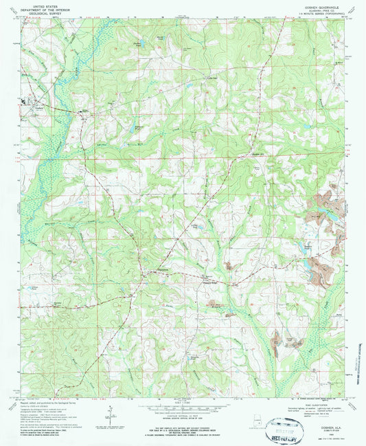 Classic USGS Goshen Alabama 7.5'x7.5' Topo Map Image