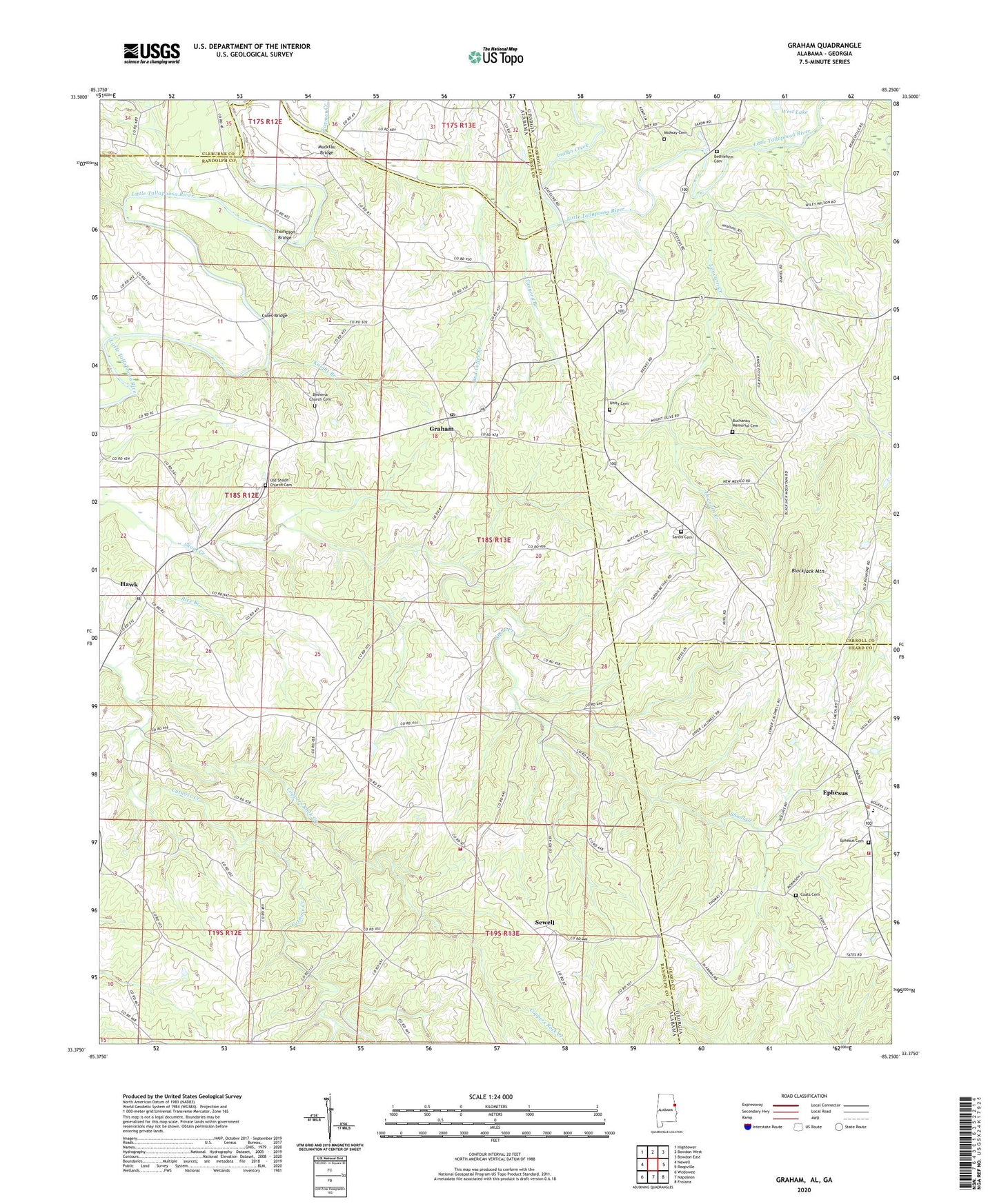 Graham Alabama US Topo Map Image