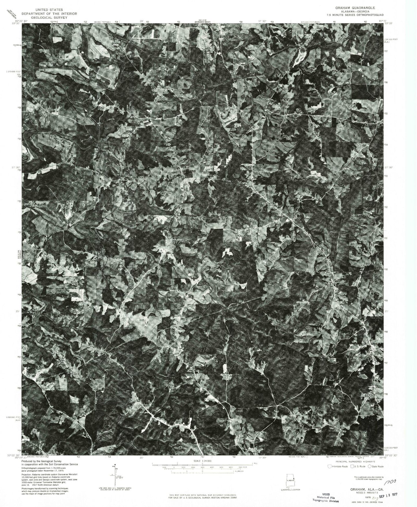 Classic USGS Graham Alabama 7.5'x7.5' Topo Map Image