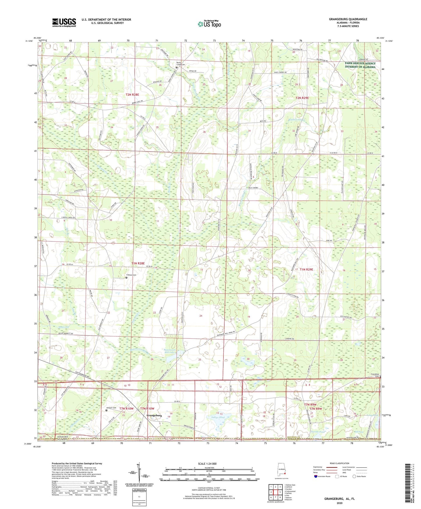 Grangeburg Alabama US Topo Map Image