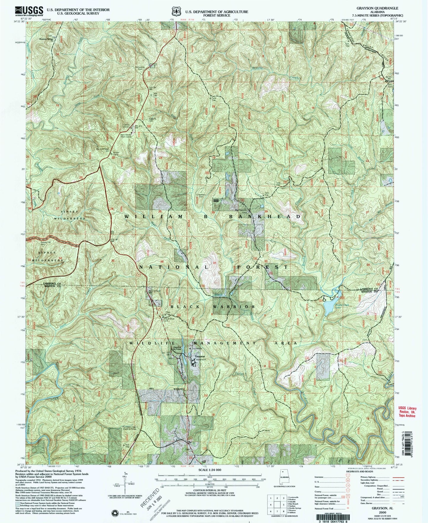 Classic USGS Grayson Alabama 7.5'x7.5' Topo Map Image