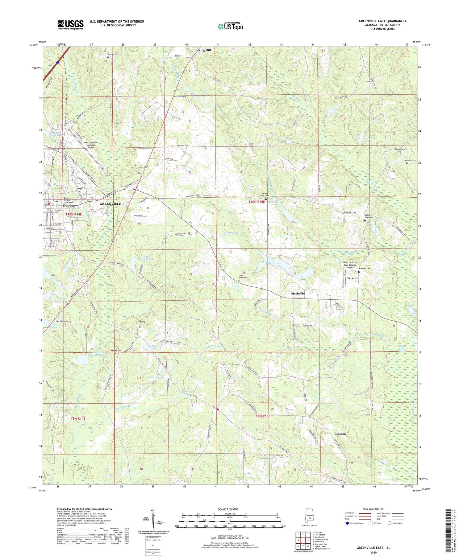 Greenville East Alabama US Topo Map Image