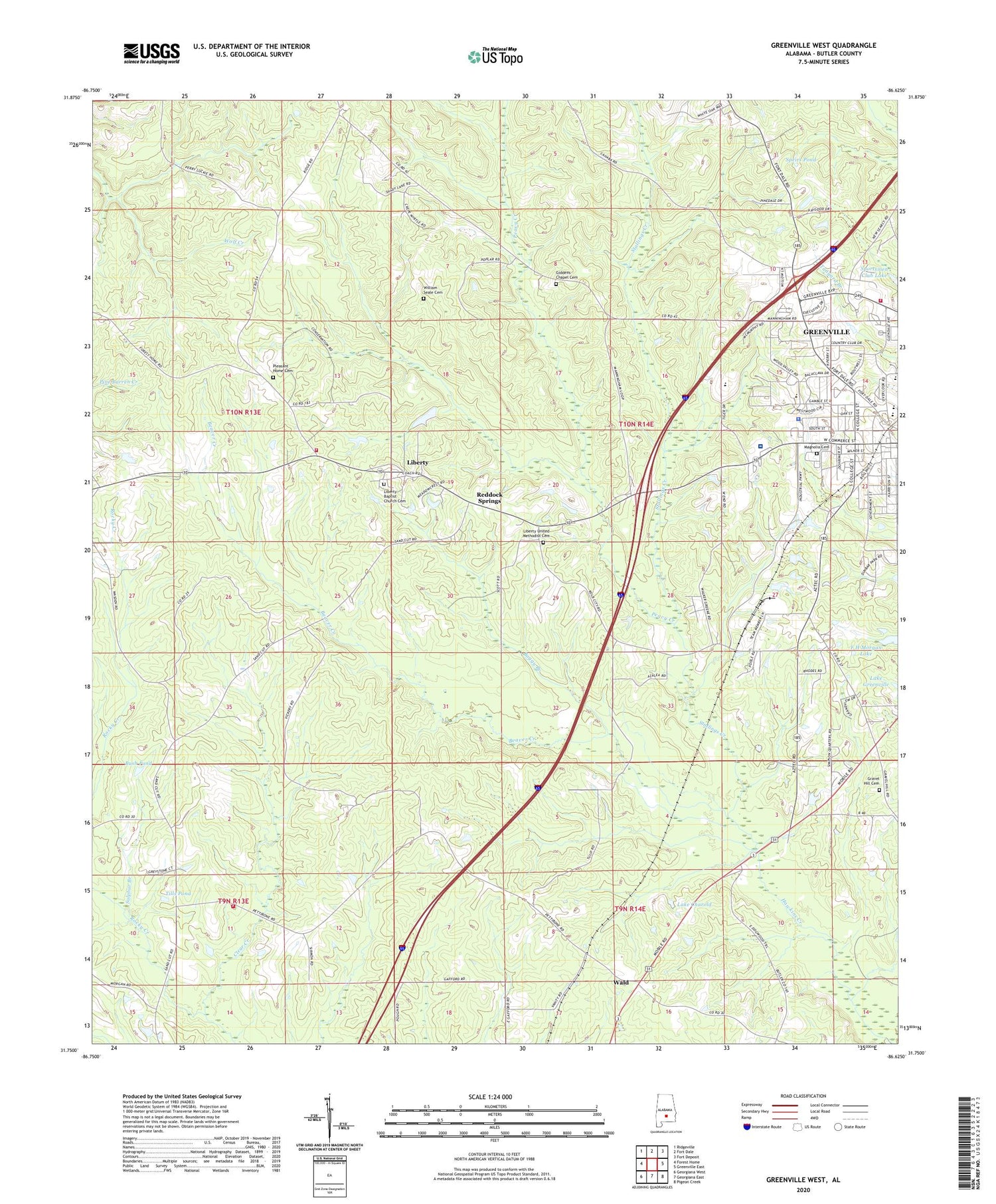 Greenville West Alabama US Topo Map Image