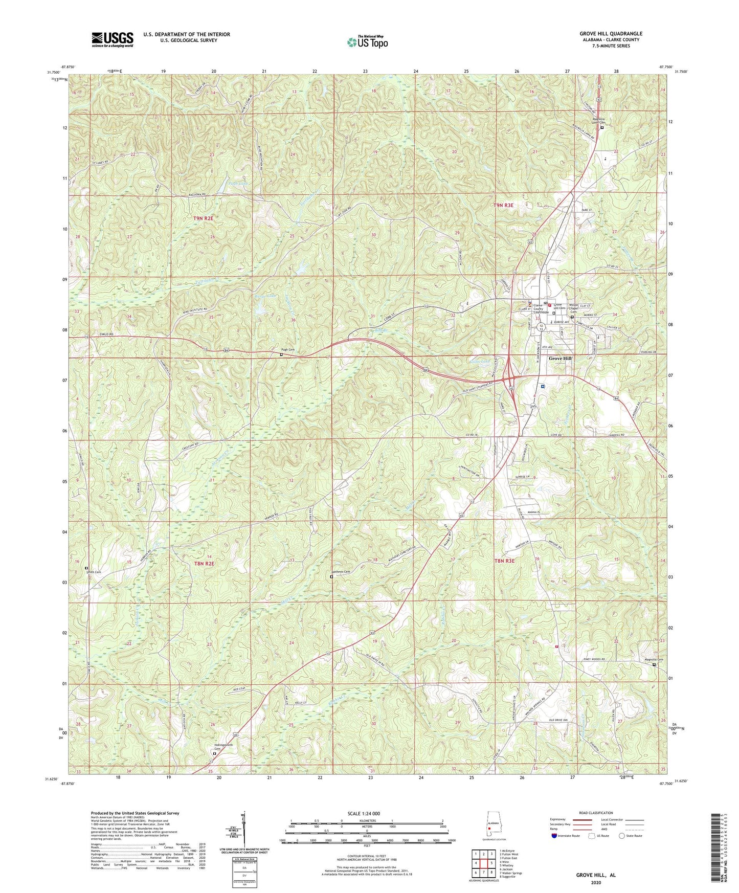 Grove Hill Alabama US Topo Map Image