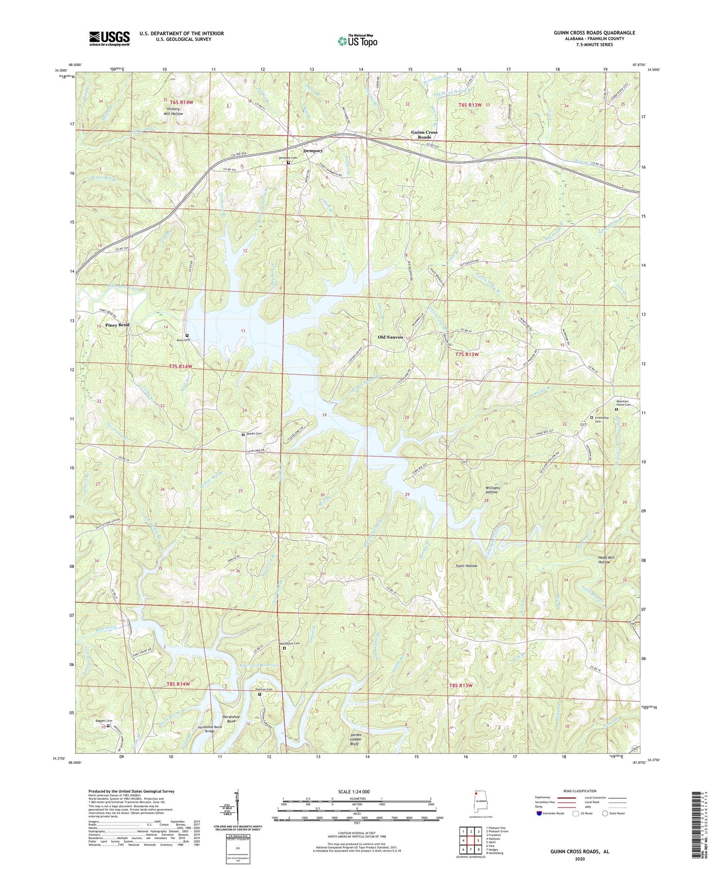 Guinn Cross Roads Alabama US Topo Map Image
