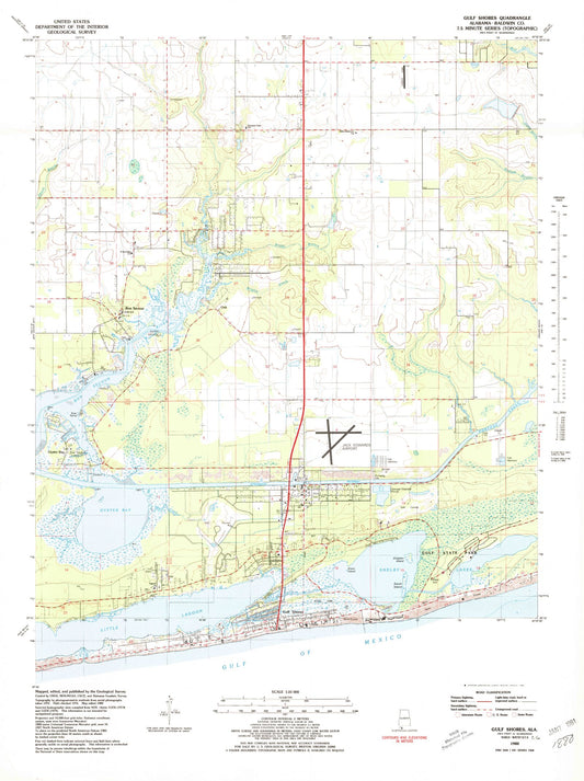 Classic USGS Gulf Shores Alabama 7.5'x7.5' Topo Map Image