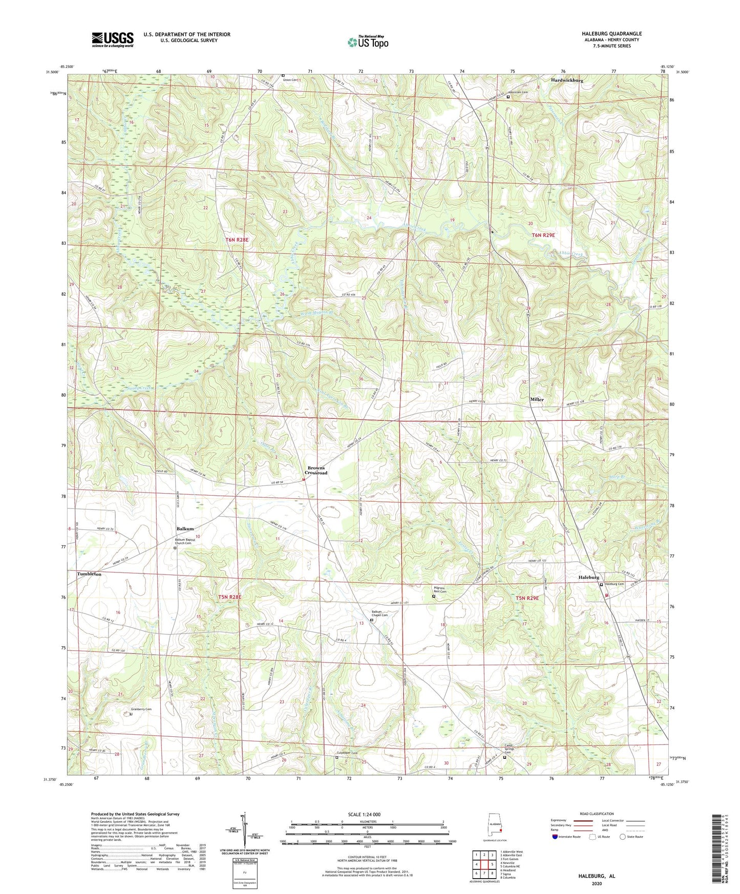 Haleburg Alabama US Topo Map Image